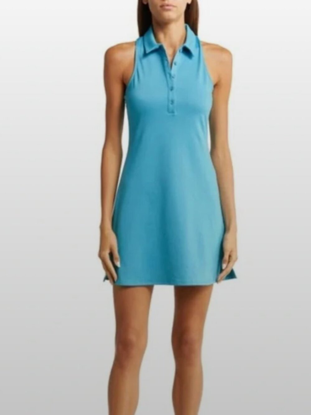 Alo Yoga Charmed Tennis Dress Blue Splash Sleeveless Point Collar Mini Women’s S